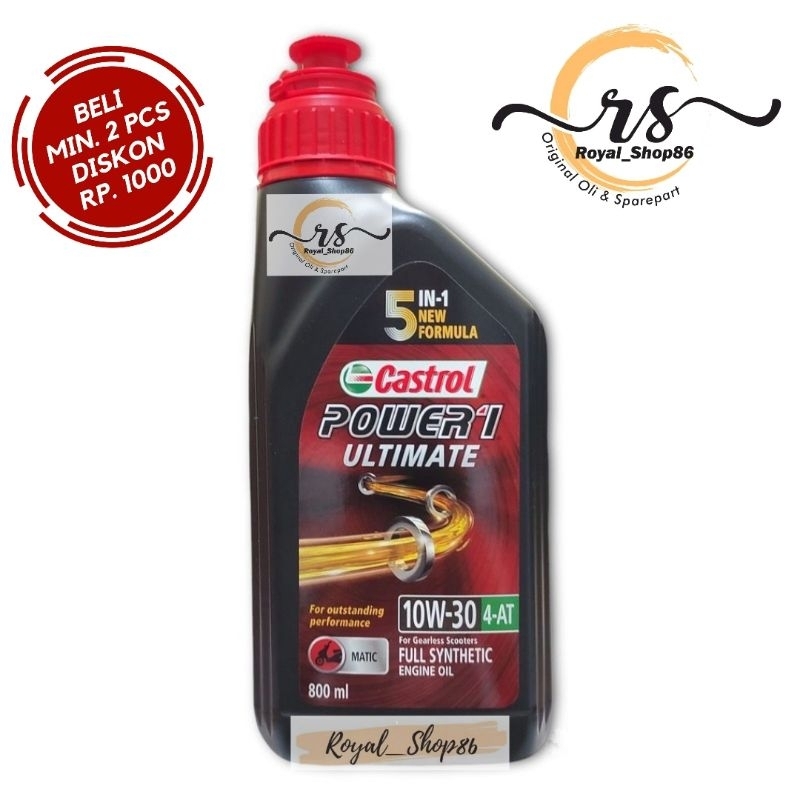 OLI CASTROL POWER 1 ULTIMATE MATIC SAE 10W-30 800 ML API SN JASO MB FULL SYNTHETIC ORIGINAL