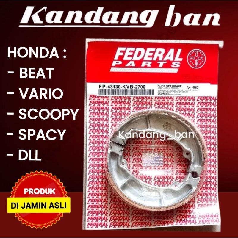 KAMPAS REM BELAKANG MERK FEDERAL UNTUK BEAT, VARIO, SCOOPY, SPACY (100% ORIGINAL)