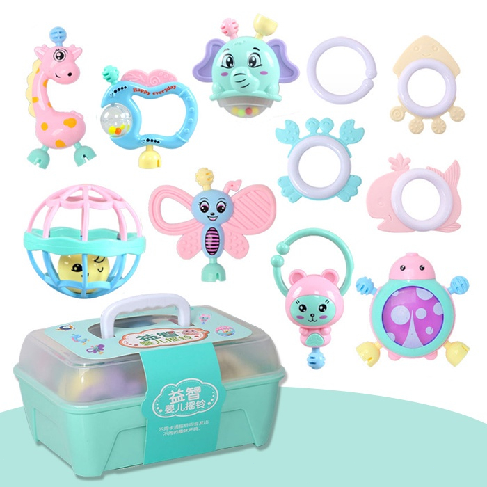 HIPPO LAND Baby Teether Rattle Teething Kit Mainan Gigitan Bayi Gigitan Bayi Teether Mainan Bayi 6 Bulan