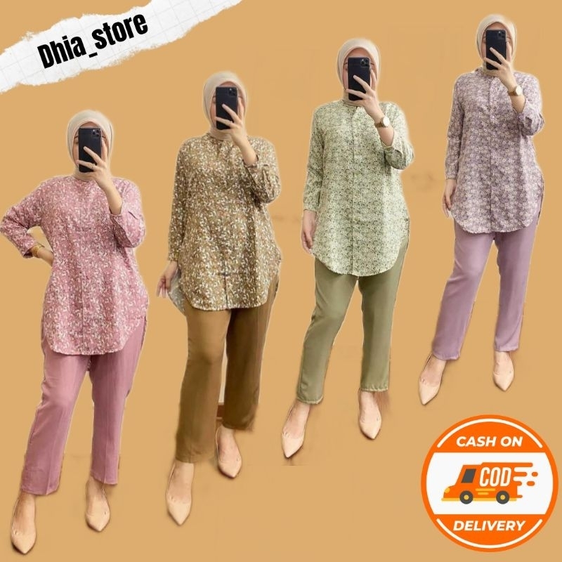 BAJU WANITA|SETELAN WANITA|SETELAN BLOUSE DAN CELANA|BAJU MOTIF BUNGA|BAJU SANTAI|KEMEJA WANITA|KEME