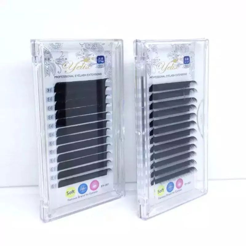 Yelix Black Diamond Matte Eyelash Extensions tanam bulu mata hitam pekat Extension tebal ringan term