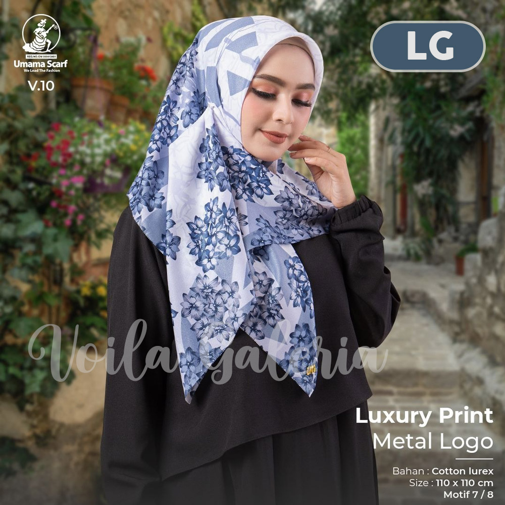 P2 Hijab Voal Segi Empat Umama Motif Luxury Print - Jilbab Seragam Glitter Segi4 Kerudung