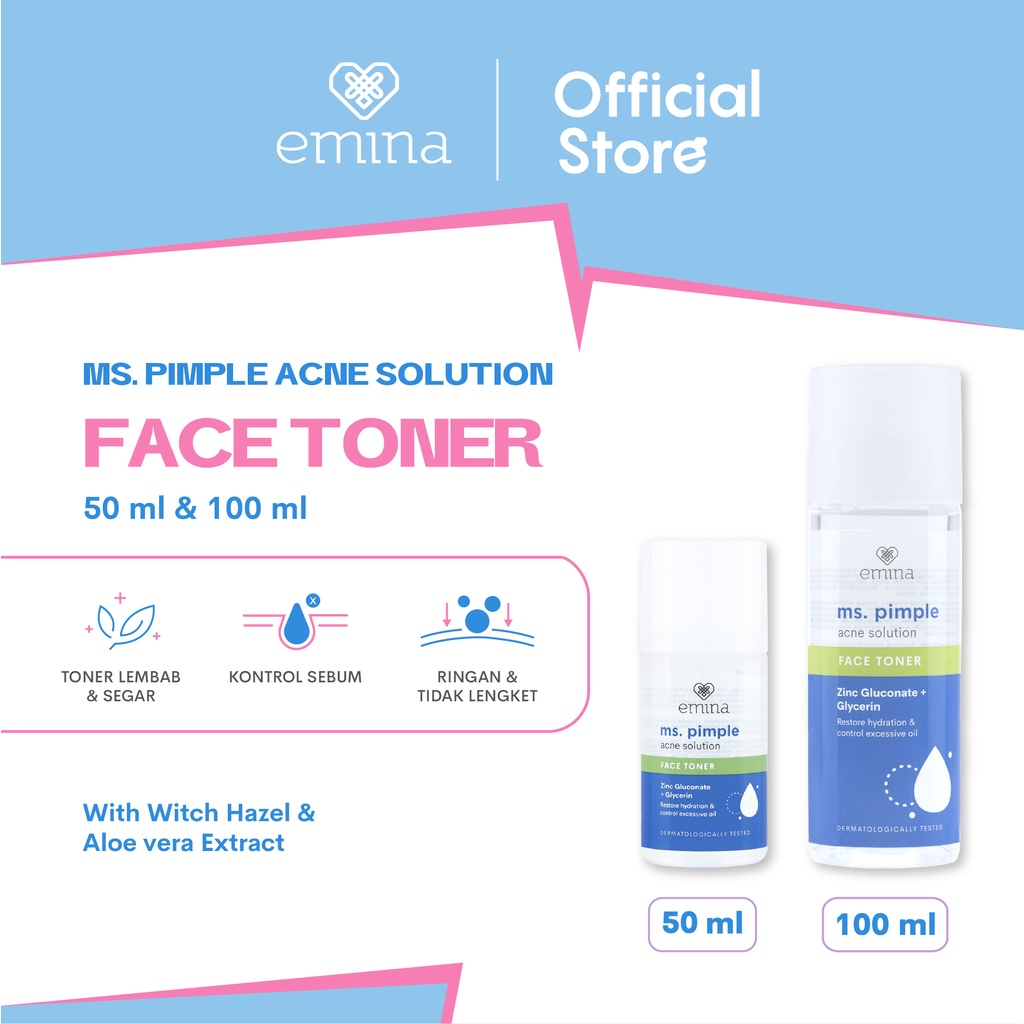 ✨ AKU MURAH ✨ Emina Ms. Pimple Acne Solution Face Toner | Toner Wajah Melembabkan Kulit Berjerawat [BPOM]