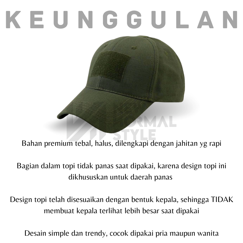 ZHON ARMY Topi Pria Distro Baseball Polos Tactical Velcro Pria Wanita Cowok Kekinian Original Keren Dewasa Murah