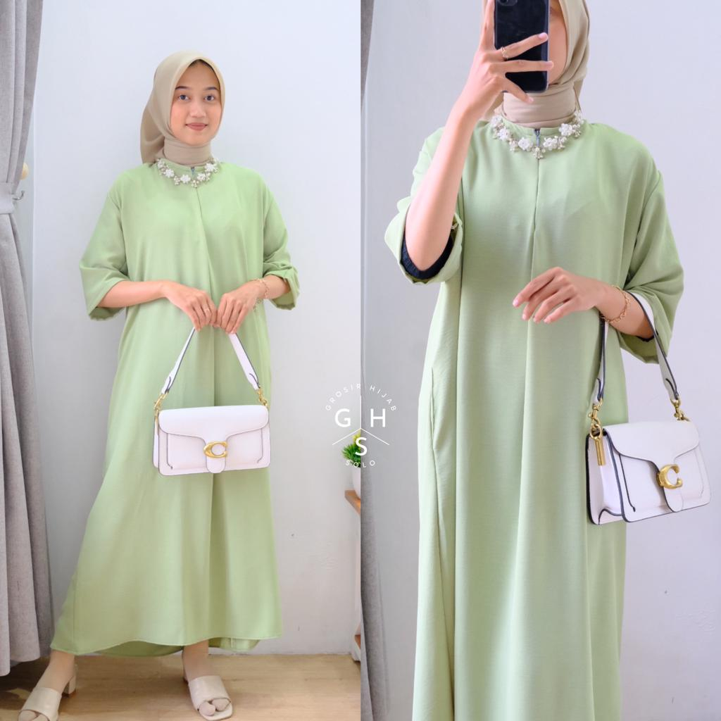 LUCY GAMIS MIDI DRESS POLOS OVERSIZE ATASAN WANITA BUSUI CRINCLE AIRFLOW PREMIUM (KJI)