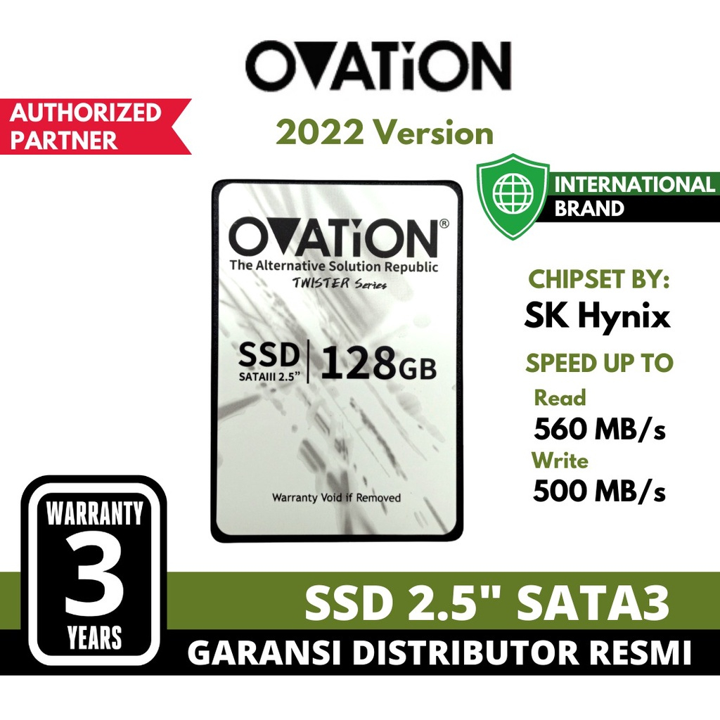 [GROSIR] OVATION SSD 128GB / 256GB 2.5&quot; SATA Internal SSD SATA3 SSD Comparable SSD 120GB  Samsung SSD ADATA SSD WD SSD VGEN SSD MIDAS SSD EYOTA Garansi Distributor Resmi 3 Tahun