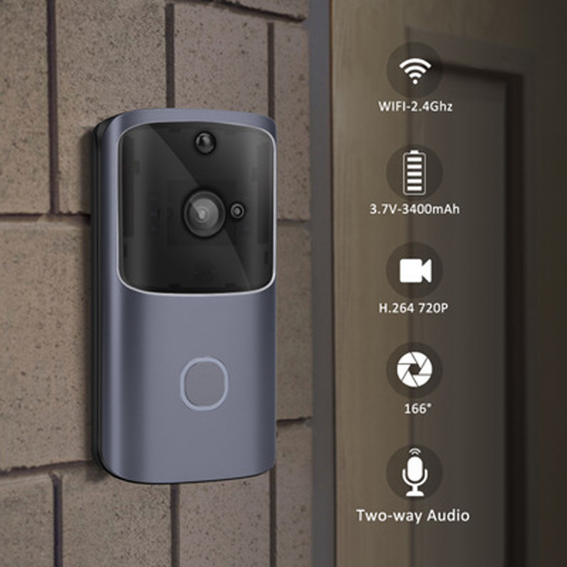 Bel Rumah Smart Doorbell Wireless HD Video Two Way Audio WowCam App - M10 - Gray