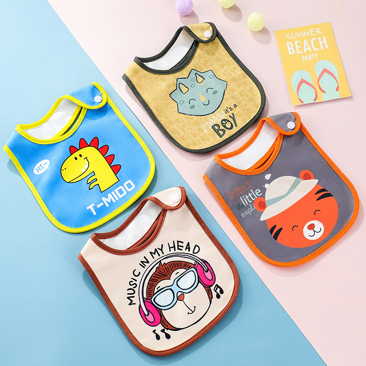 MMM Celemek Makan Bayi Motif Kartun Slabber Anak Waterproof Apron Baby Tahan Air Karakter Bib Bludru Import