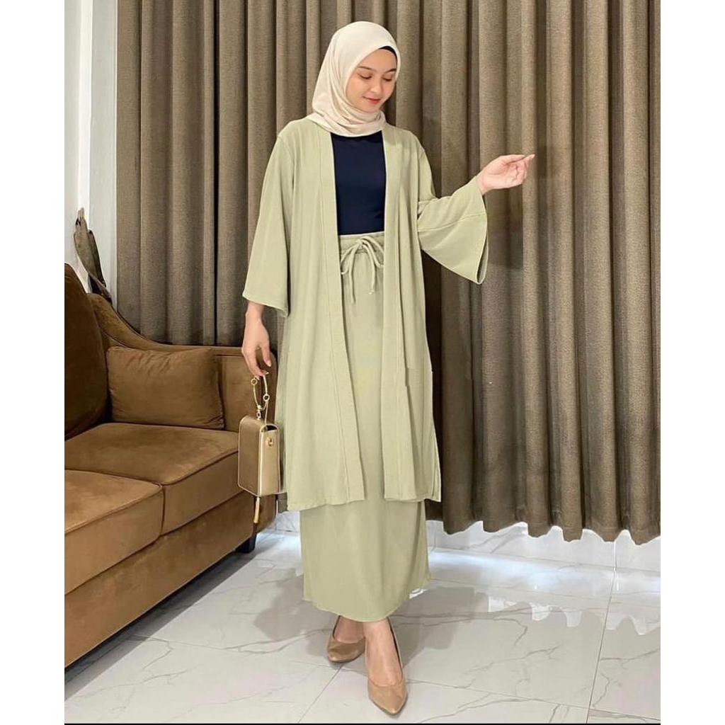 SETELAN WANITA KEKINIAN - AMARA SET ROK - ATASAN OUTER DAN ROK - SETELAN CRINKLE - ONE SET WANITA  KOREAN STYLE
