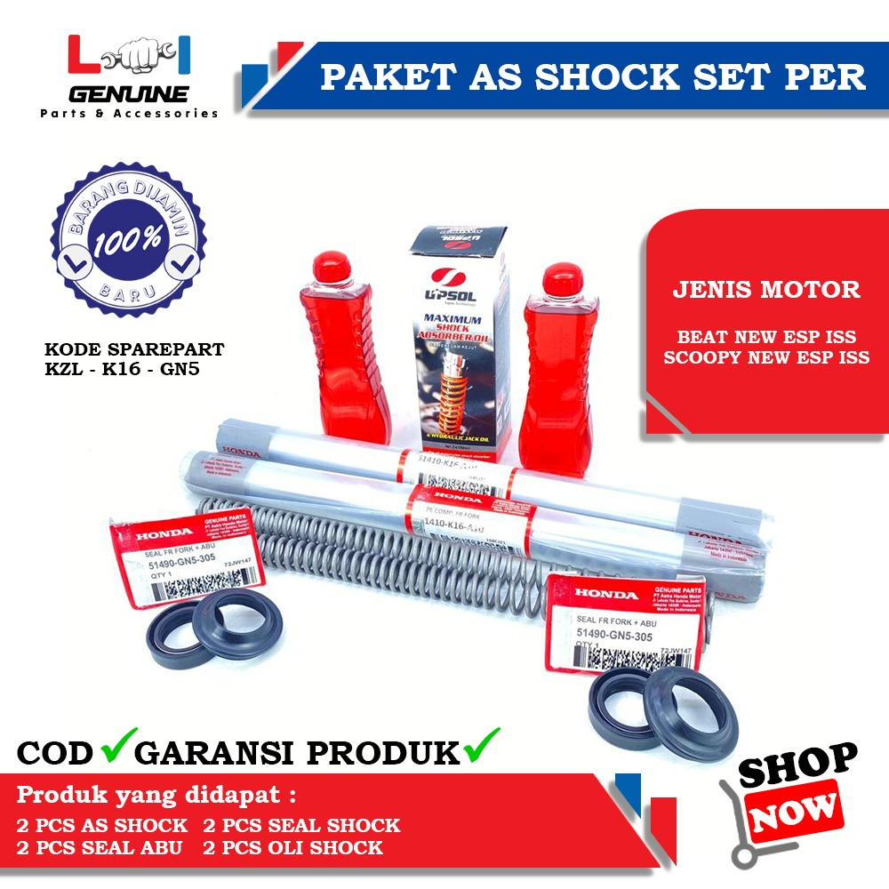 -LOI- PAKET AS SHOCK SET DEPAN PER DAN SULING SHOCK BEAT NEW ESP ISS, BEAT SPORTY ISS &amp; SCOOPY NEW ESP ISS TYPE DRAT