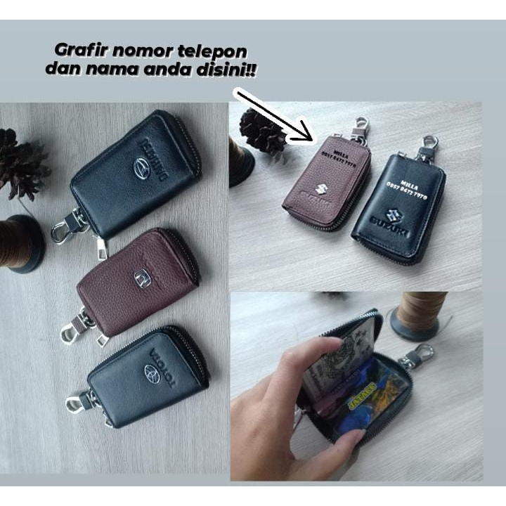 DOMPET STNK / DOMPET REMOTE KEYLESS MOBIL HONDA KULIT ASLI PREMIUM / GANTUNGAN KUNCI STNK