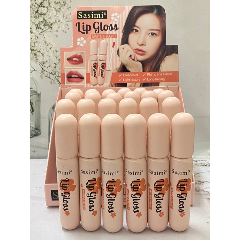 [ 12 PCS ] Lipgloss Sasimi Velvet &amp; Matte Waterproof / Lip gloss Sasimi Velvet