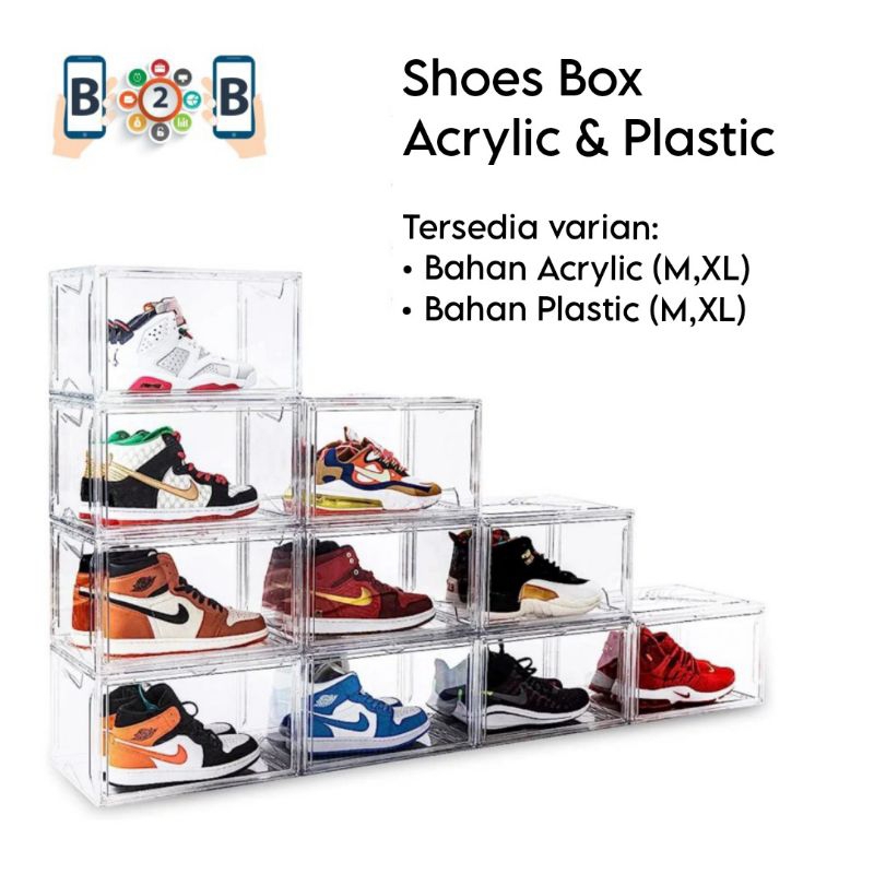 Acrylic Shoe Box Sneakers Box Full Acrylic / Plastic Kotak Sepatu Akrilik Transparan