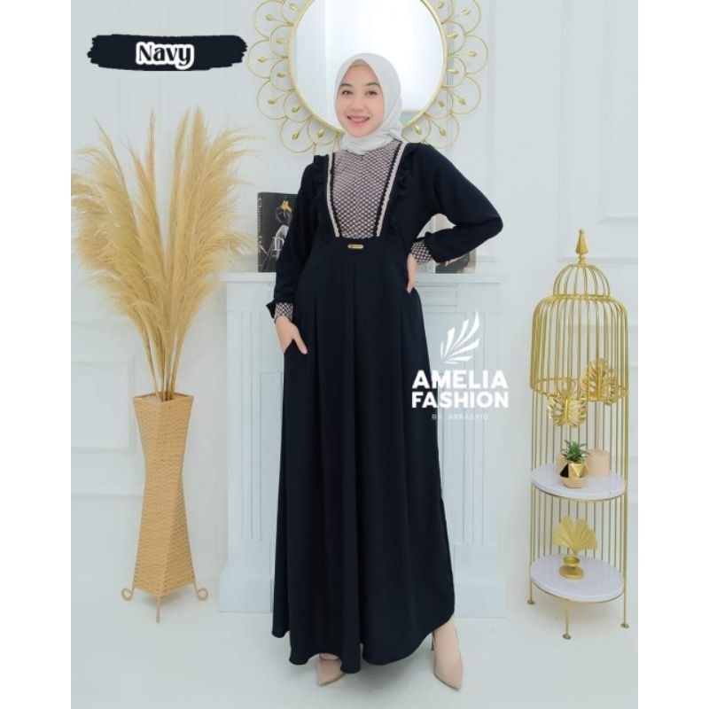 GAMIS CANTIK YASMINE DRESS BY AMELIA FASHION OUTFIT CRINGKLE TERBARU KEKINIAN