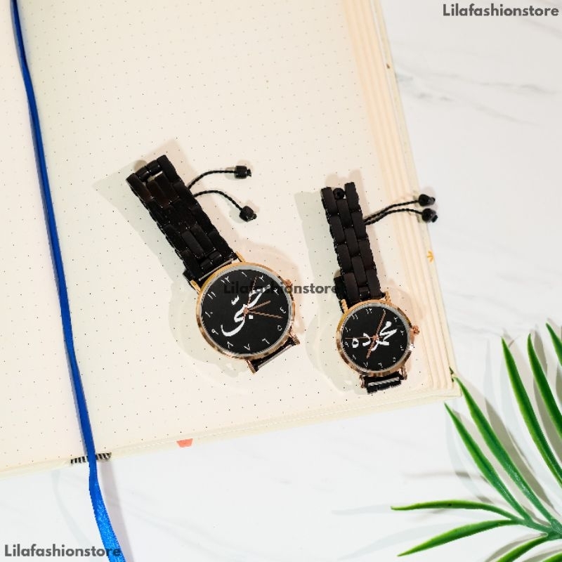 Jam Tangan Casual Couple Custom Analog Bulat Strap Kayu Kaokah - LF001