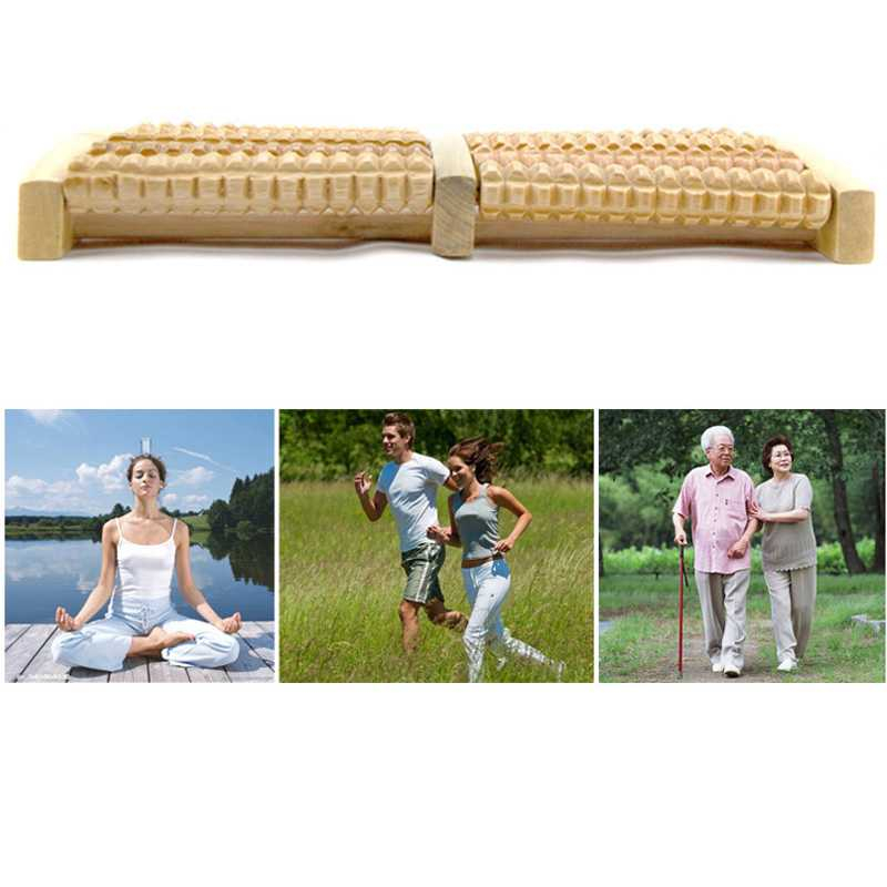 Pijat Kaki Wooden Foot Roller Massager Reflexology 5 Row Alat Pijat Relaksasi Kaki Desain Roller Berkualitas