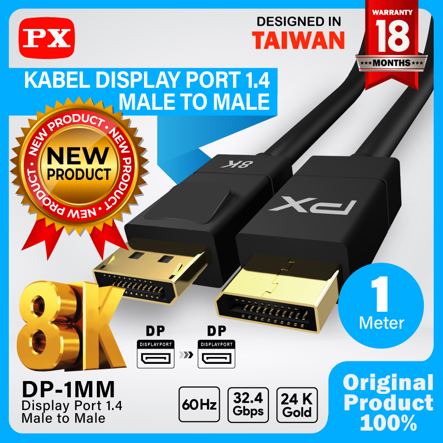 Kabel DP Display Port Male to Male Laptop Monitor UHD 8K 1M PX DP-1MM