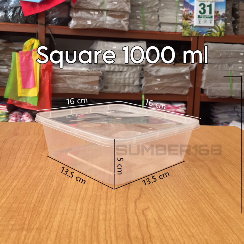 [10pcs] THINWALL SQUARE 1000ml | THINWALL KOTAK 1000ml