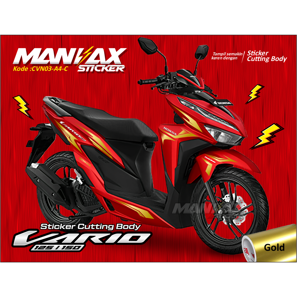 Cutting sticker Honda Vario New 2019 Gold ( Motor Merah ) - Stiker Vario New Gold Bahan Oracal