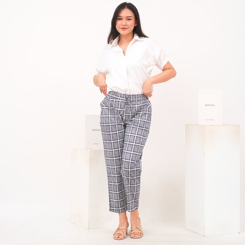 NHM TARTAN PANTS JUMBO - Celana Panjang Wanita Jumbo