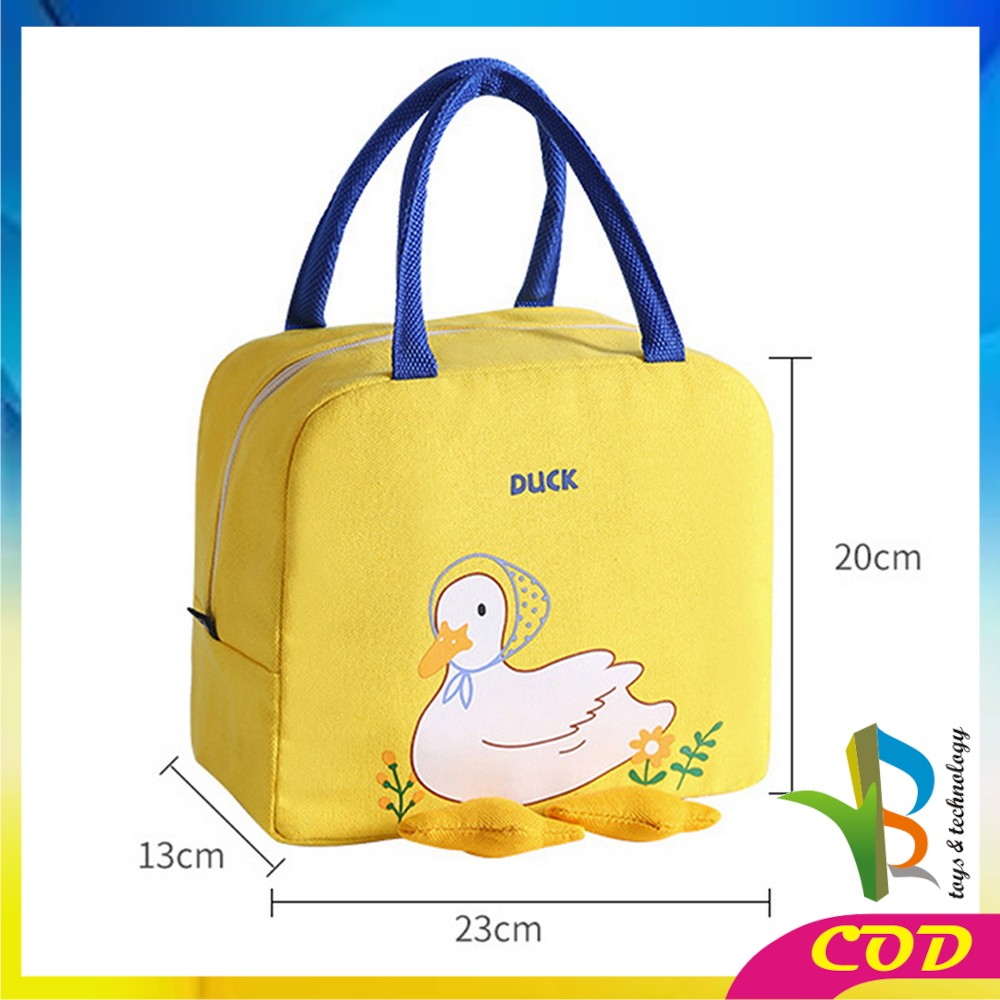 RB-T45 Tas Bekal Makanan Karakter Bebek Lunch Bag Dewasa Anak Sekolah Cooler Bag / Tas Travel Tempat Bekal Lunch Box Serbaguna