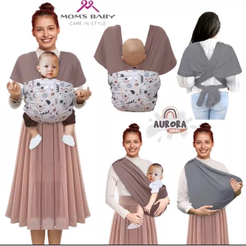 Moms Baby Gendongan Kaos Baby Wrap Double Fungsi Aurora Series