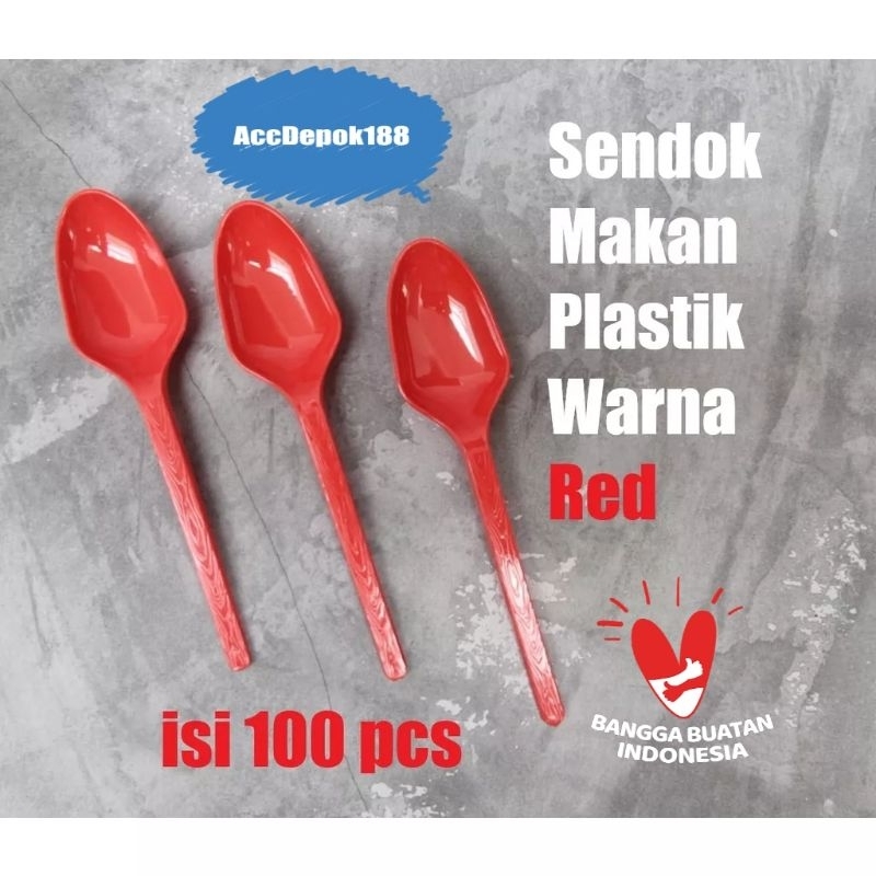 SENDOK MAKAN / SENDOK PLASTIK PANJANG TEBAL WARNA WARNI MEREK 3 STAR / BIG SPOON ISI 100 PCS WARNA BENING / UNGGU / PINK / HIJAU / ORENG / KUNING / BIRU / MERAH