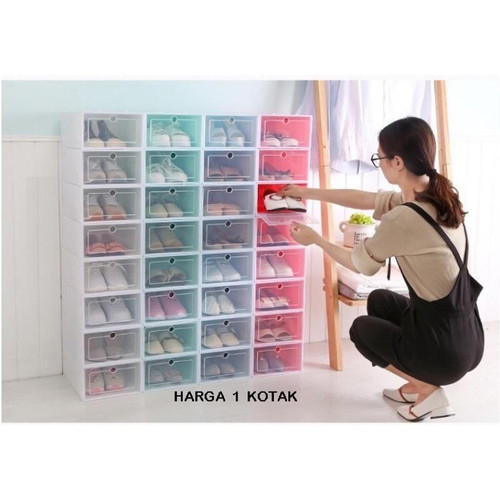 ⭐️ Jendela Kosmetik ⭐️ ( MODEL BARU ) Tempat Sepatu Susun Plastik Transparan Rak Lipat Kotak / Tempat Sepatu Minimalis Aestethic / Tempat sepatu Kotak Anti Debu / Tempat Sepatu Kotak Tebal / Kotak Sepatu transparan