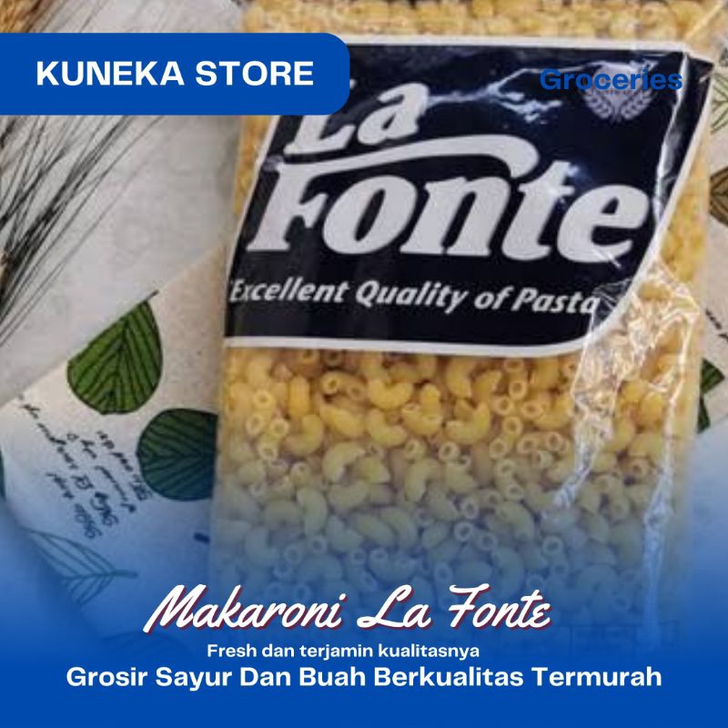 

KUNEKA LA FONTE MAKARONI 250GR PROMO MURAH PRODUCT BERKUALITAS FRESH PRODUCT BEST QUALITY BEST PRODUCT GROSIR TERMURAH TERLARIS PRODUK ASLI INDONESIA BEST CHOICE GROSIR TERMURAH