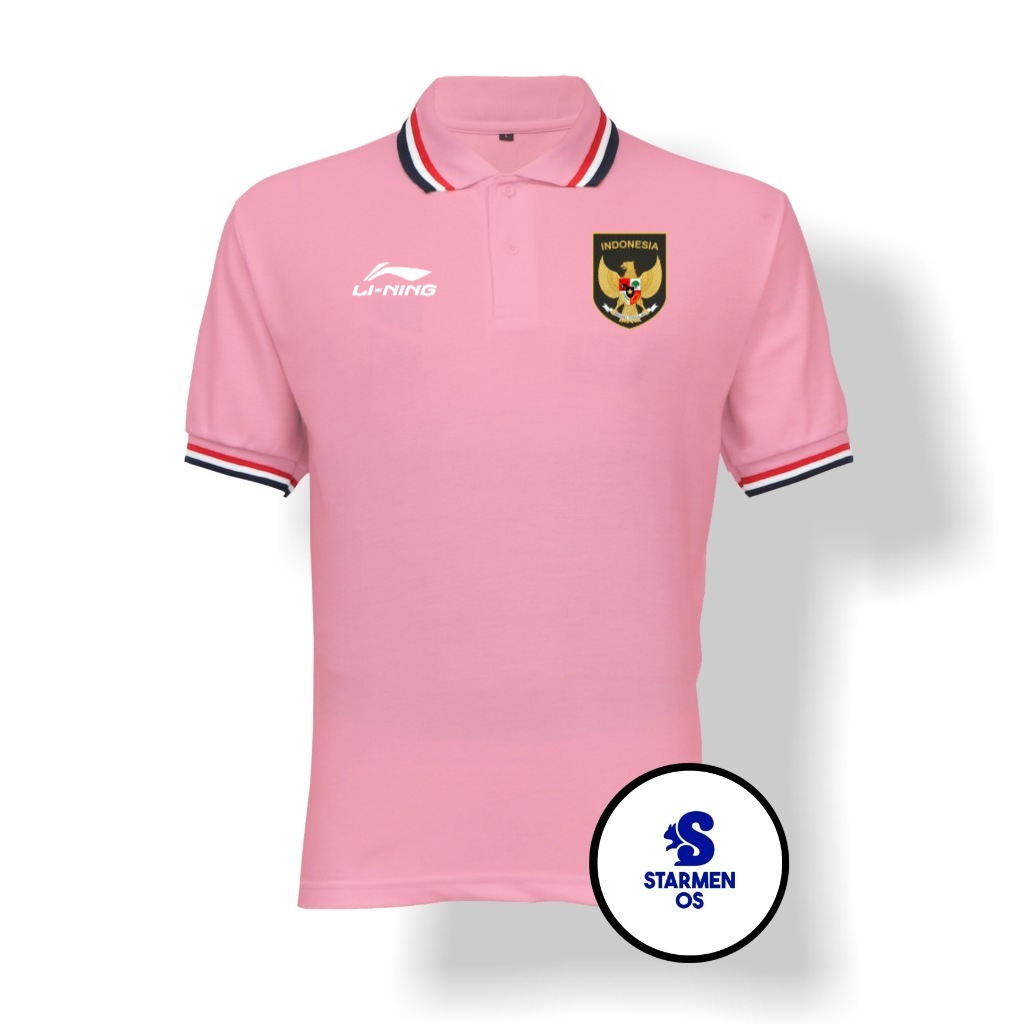 Kaos Wangki Polo T-Shirt Pria Kerah 3 List Soft Logo GARUDA INDONESIA AND Ll NING SEA GAMES 2023