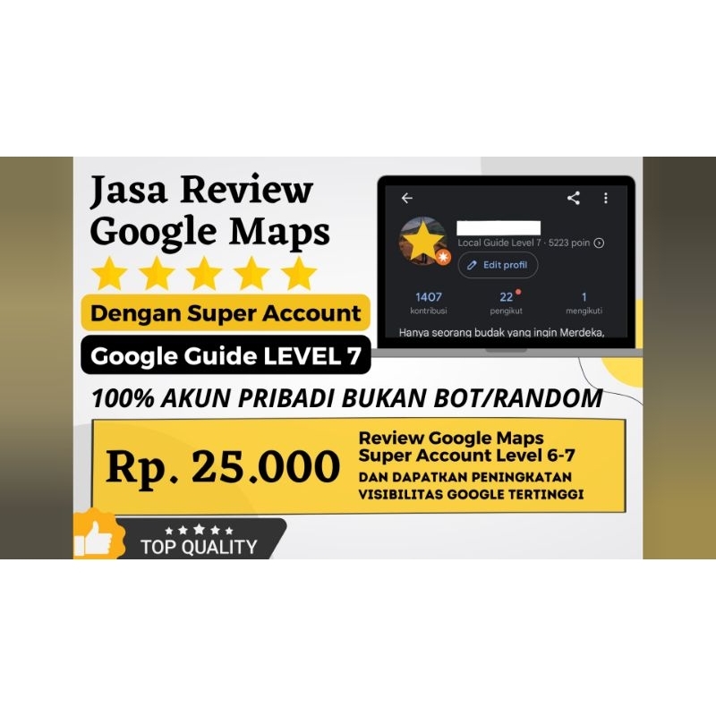 Jasa Review Google Maps - Super Akun Level 7 Google Guide