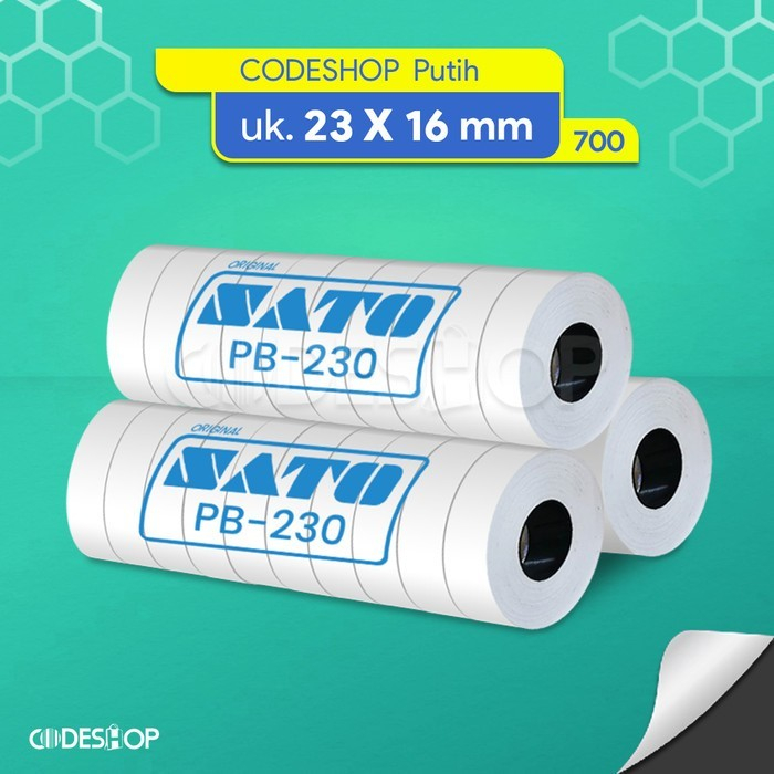 

Codeshop Label Putih SATO 23x16 mm 2 Kolom 700 Pcs Hand Labeler PB2-230