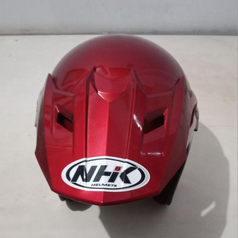 Helm NHK supermoto solid / NHK semi cross merah maroon