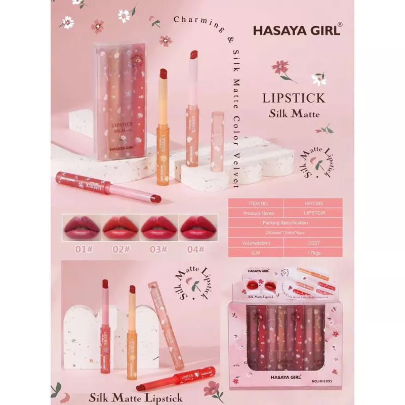[PER PAPAN ISI 4PCS] PROMO HASAYA GIRL LIPSTICK SILK MATTE HH1095