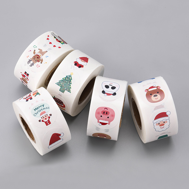 

50pcs Christmas Watercolor Seal Sticker Stiker Label Natal Packaging Online Packing Stiker Terimakasih