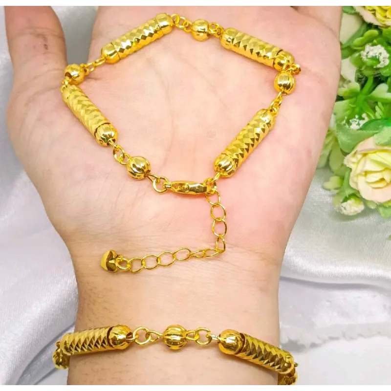 Gelang dubai model bambu lapis emas 24k