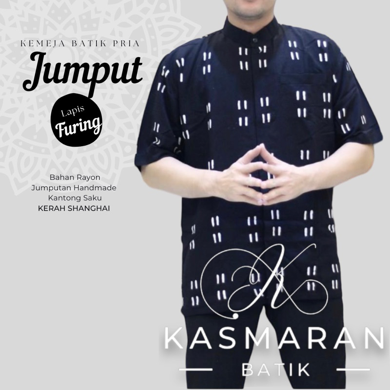 Temaram Kemeja Batik Jumputan Pria Lengan Pendek Kerah Mandarin Koko Premium Bahan Katun Rayon Cap J