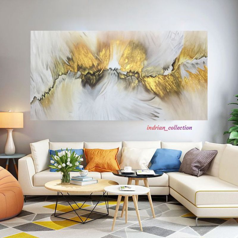 lukisan abstrak dinding ruang tamu ukuran 80x120cm