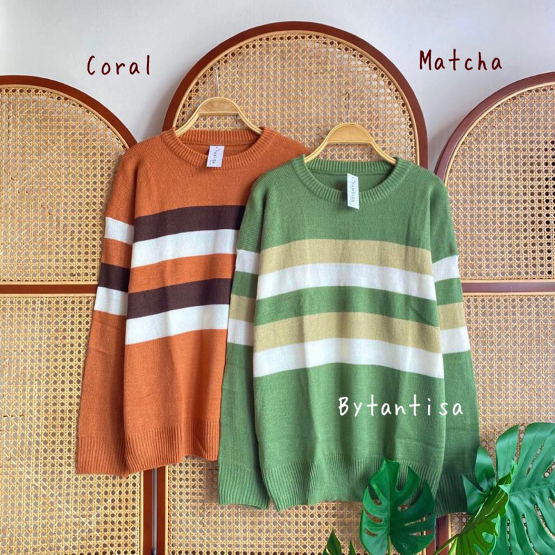 BLOUSE RAJUT OVERSIZE TIWI MOTIF GARIS