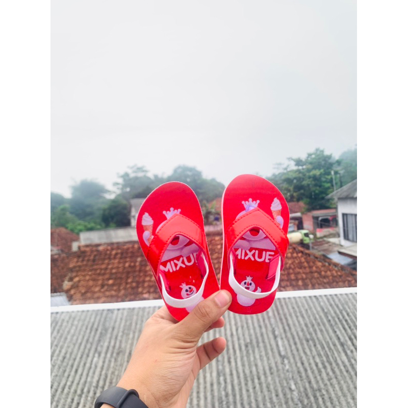 Sandal Anak Baby//Tali Belakang Karakter Mixue