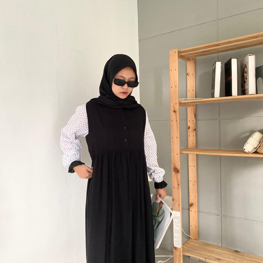 Eleanorre Tavy Dress Black Dress Muslim Wanita