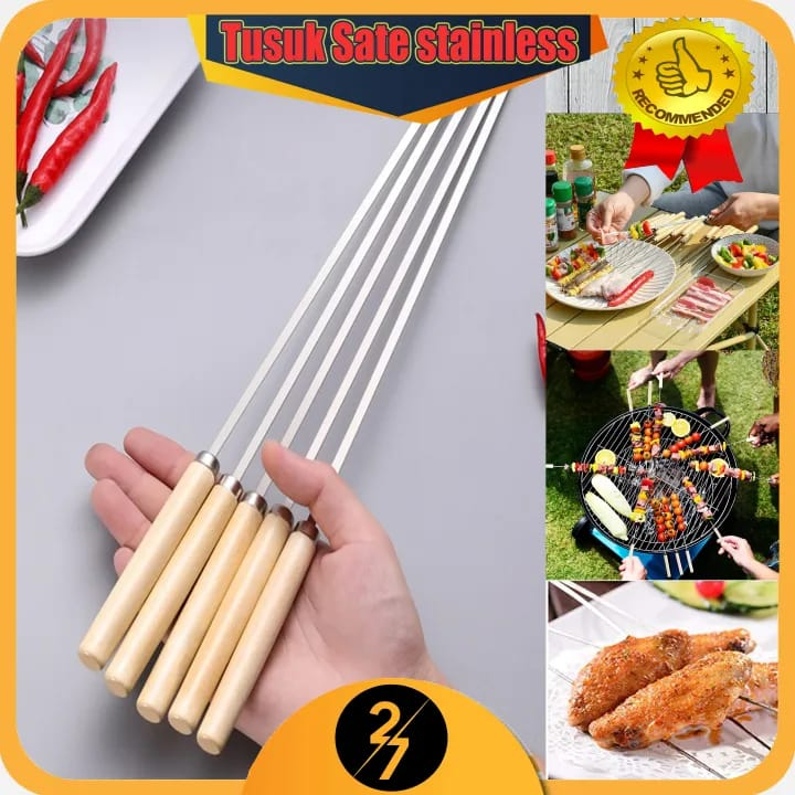 Tusukan sate stainless steel - Alat BBQ tusuk sate daging panggang gril