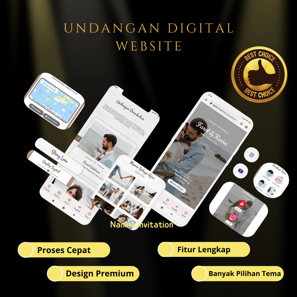 undangan pernikahan digital - undangan pernikahan - undangan pernikahan aesthetic - tanpa foto atau 