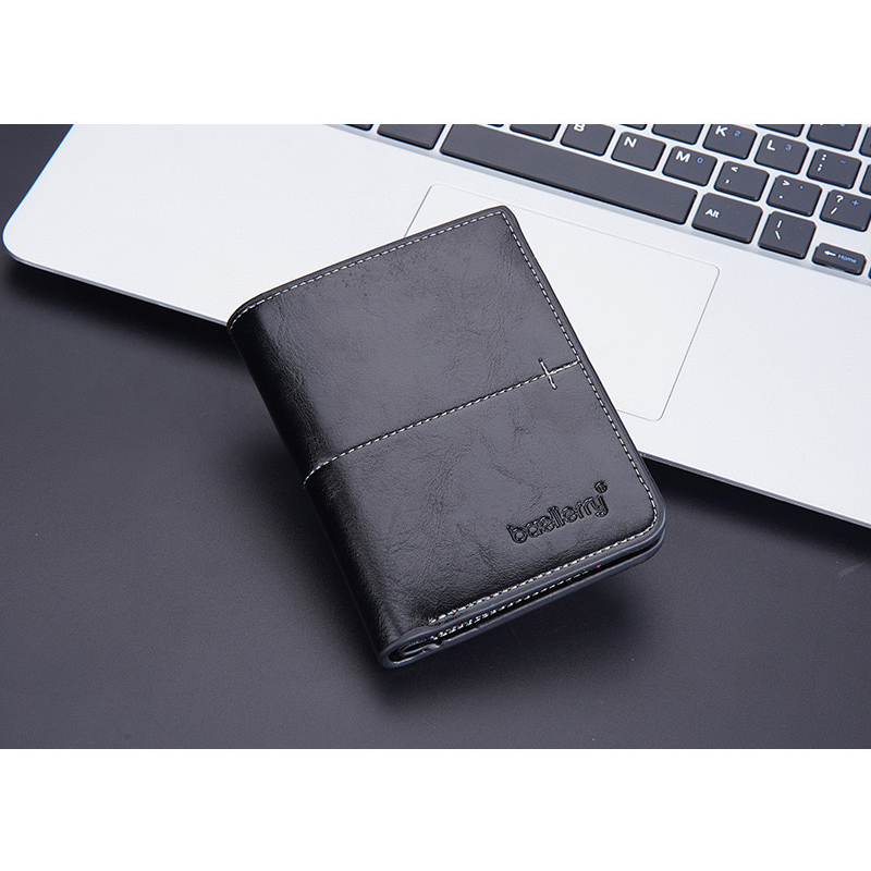 ORIGINAL BAELLERRY D3242 VERTIKAL DOMPET UANG LIPAT MOTIF TEGAK BAHAN KULIT PU KILAT