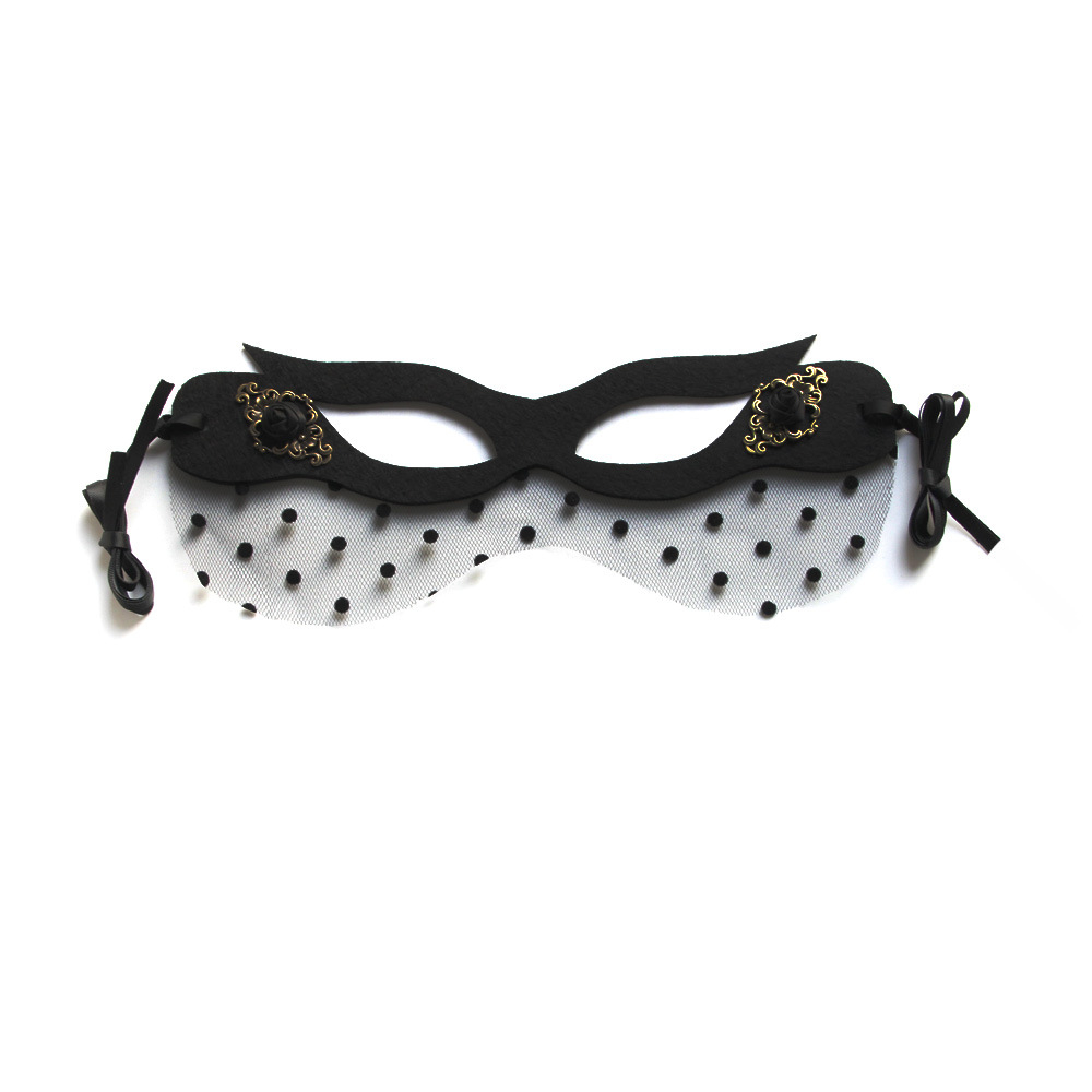 [ GOTH] Cosplay Polka Dot Lace Eye Mask / Masker Mata Polka Dot Renda Cosplay 8035