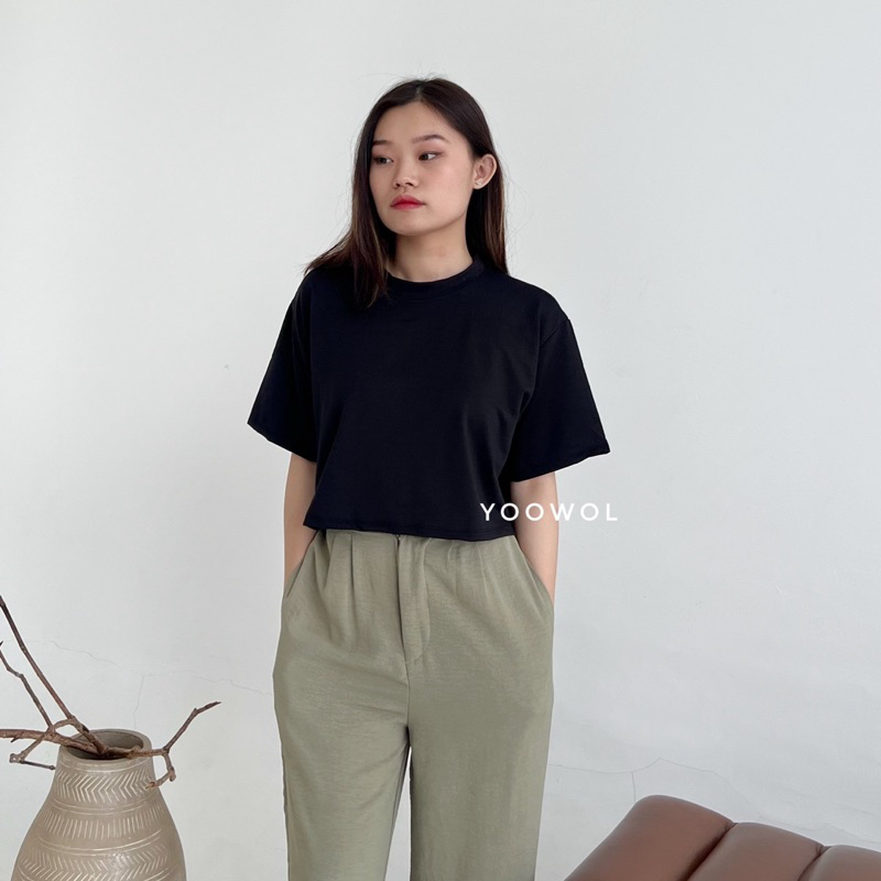 Lora Basic Top/Atasan Lengan Pendek Wanita Basic Casual Outfit