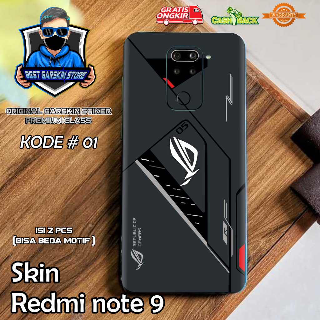 Isi 2 Pcs Garskin Protector Redmi Note 9 Motif 1-5 ( Bisa Request Gambar sendiri)