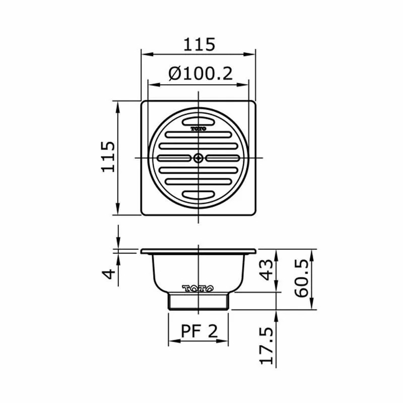 FLOOR DRAIN TOTO TX1DB TX1 DB SARINGAN PEMBUANGAN AIR KAMAR MANDI STAINLESS