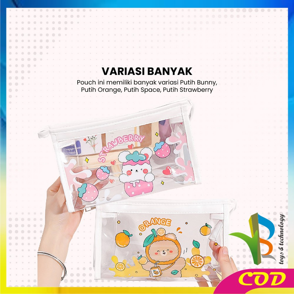 RB-A60 Tempat Pensil Transparan Motif Kartun Tas Pouch Kosmetik / Tas Kosmetik Travel Multifungsi Ala Korea Pouch Serbaguna