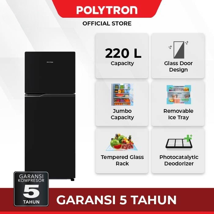 Kulkas Polytron 2 Pintu Belleza Jumbo 220 liter PRW 23 ZX/ZY